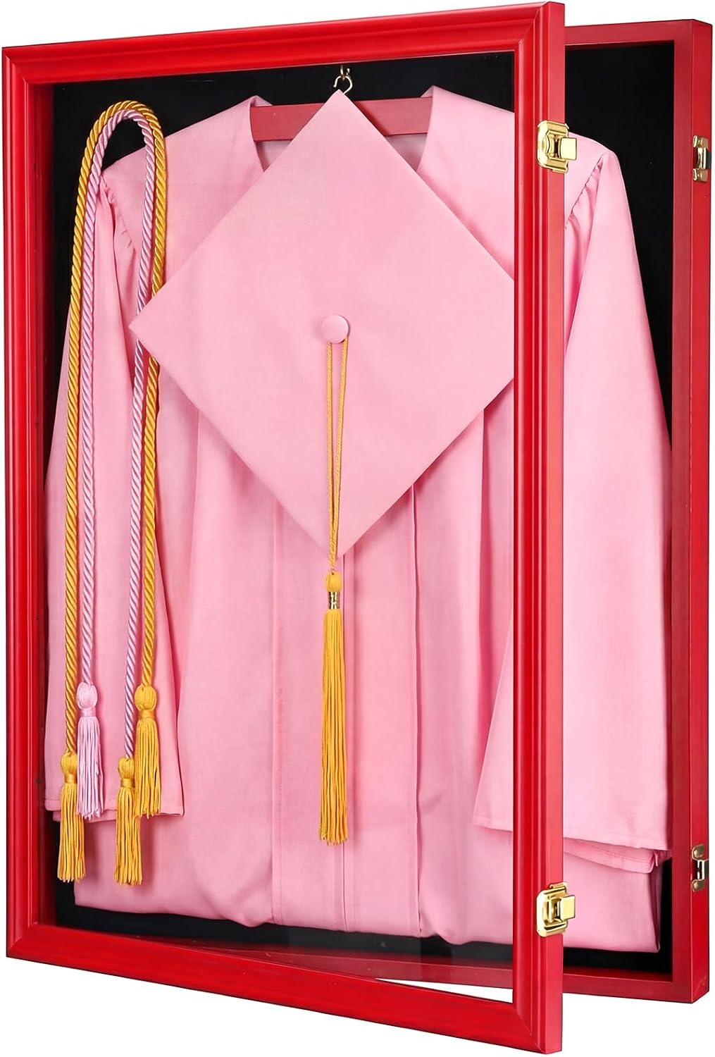 CroBlissful 1 Pcs 17"x23" Graduation Shadow Box Frame Large Wood Display Case with Stick Pins Hanging Hardware Graduation Gown Display Memory Shadow Box for Cap Gown Diploma Stole Cords (White)