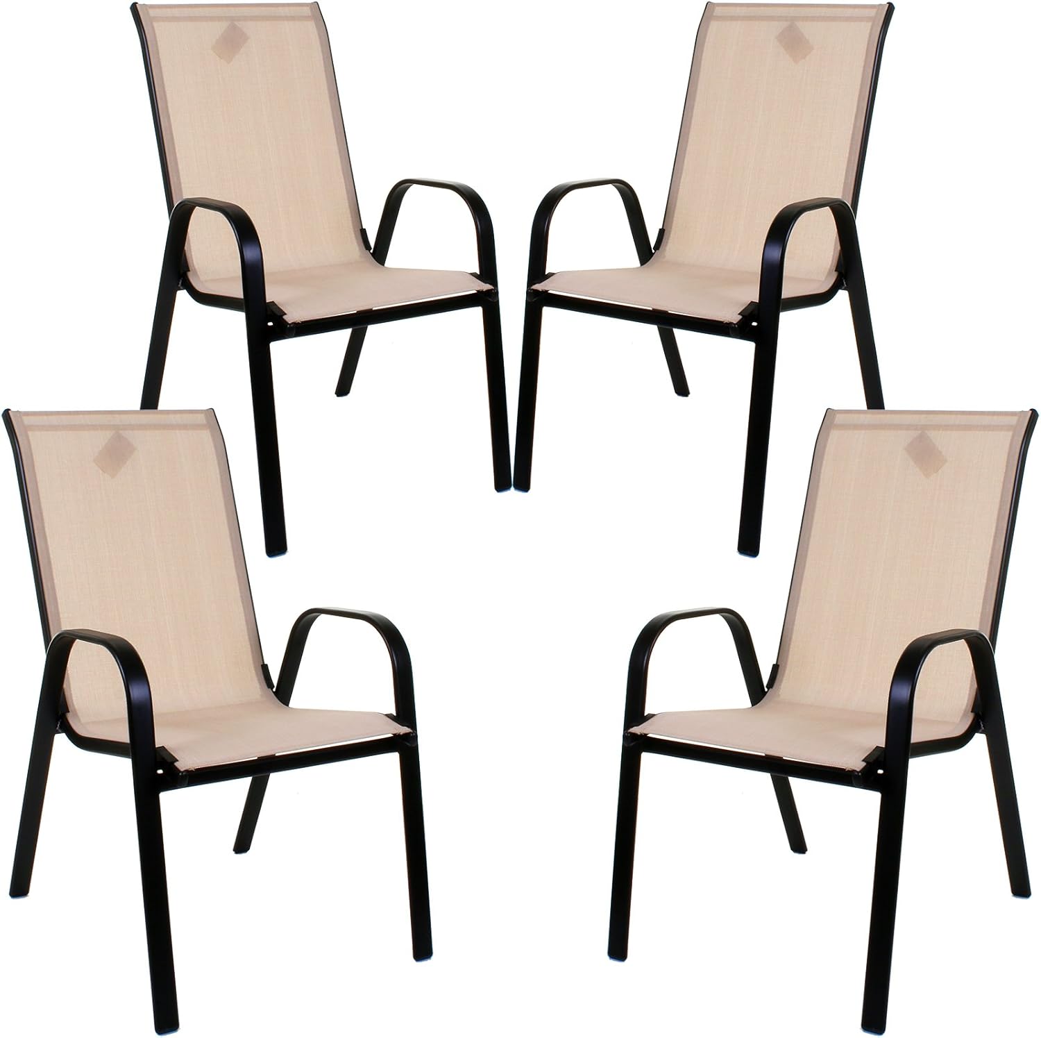 Marko Outdoor Stacking Textoline Chair Black Outdoor Bistro High Back