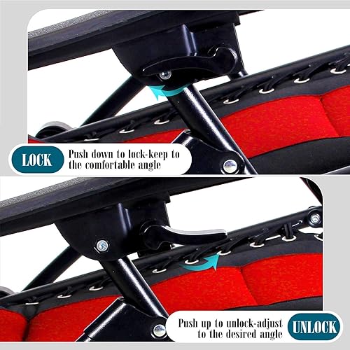 Miniatura 6 de MFSTUDIO Zero Gravity - Silla reclinable grande para patio, silla plegable acolchada ajustable con soporte para tazas para piscina, patio al aire