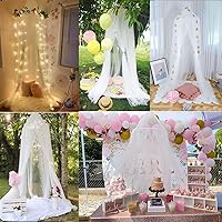 Vista 36 de ESUPPORT Toldo de cama de princesa, cúpula de encaje, mosquitera, tienda de campaña para colgar decoración del hogar, cortinas de red, rincón