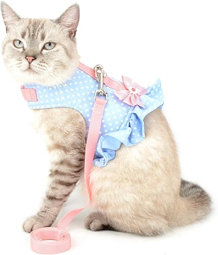 Miniatura 2 de Zunea Arnés sin tirones para perro y niña, a prueba de escapes, chaleco de gato y gatito, juego de correa con forro de algodón suave acolchado