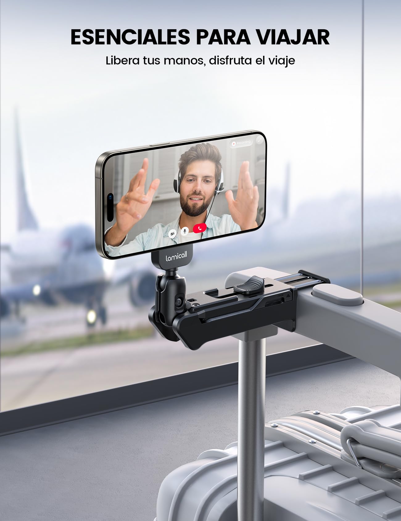 Lamicall Soporte Móvil Mesa de Avión - Soporte Magnético para Teléfono Avión Plegable con Herramientas Ajuste, 360° Rotación, Manos Libres, Apto para iPhone 17/16/15/14 y Otros Smartphones de 4,7-7"