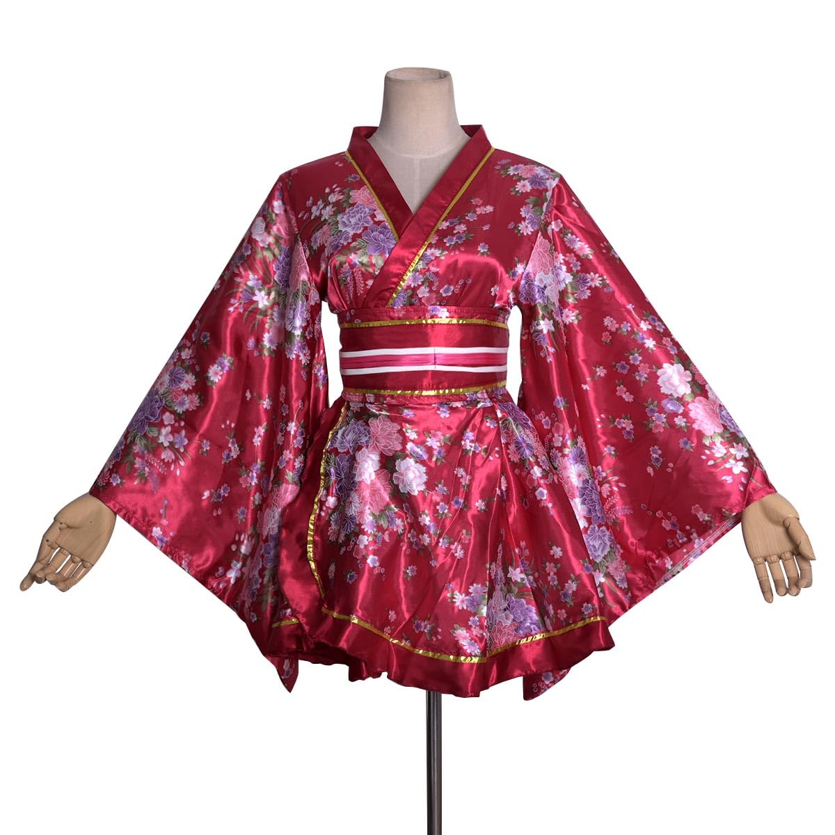 Kimono corto sexy da donna, per adulti, con stampa yukata giapponese, abito con cintura Obi