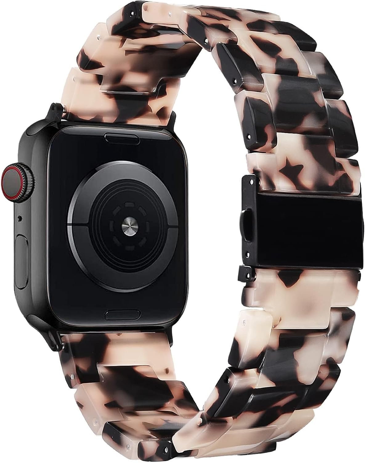 V-MORO Resin Bands Compatible with Apple Watch 42/40/41/38mm Series 11/10/9/8/7 Fashion Lightweight Strap Bracelet Compatible for iWatch Series SE/6/5/4/3/2/1(Tortoise Stone Flower-Black) - Image 6