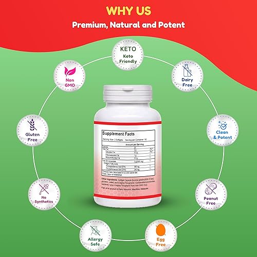 Miniatura 4 de Aceite de pescado Halal de 2000 mg cápsulas blandas con 360 mg de EPA y 240 mg de DHA. 100 cápsulas blandas de Omega 3 capturadas en la naturaleza y