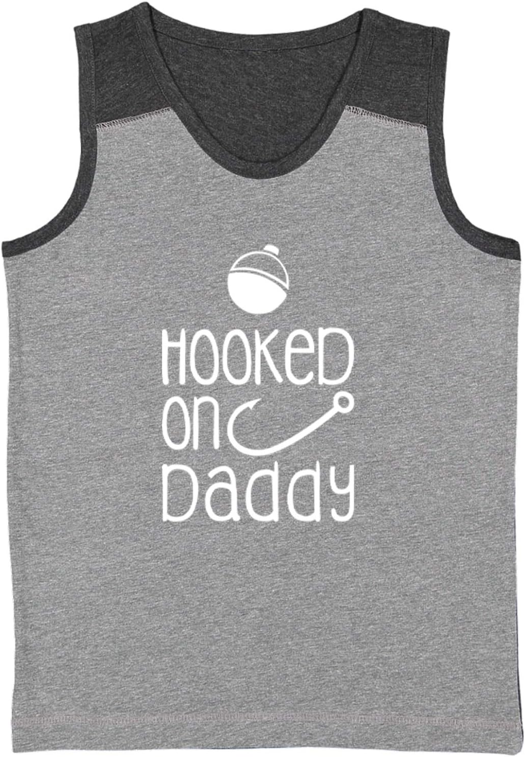 Hooked On Daddy - Fishing Youth Contrast Back Tank Top