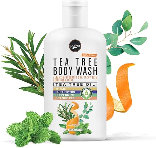 Miniatura 4 de Puriya Juego de bálsamo de aceite de árbol de té y gel de baño para hombres, mujeres, jabón extra fuerte formulado por médicos, aprobado por