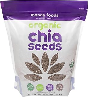 Foods Organic Chia Seeds, 48oz (3lb) – Non-GMO, Gluten-Free Superfood Rich in Fiber, Omega-3s & Protein – Whole Raw Chia Seeds for Smoothies, Baking & Healthy Recipes