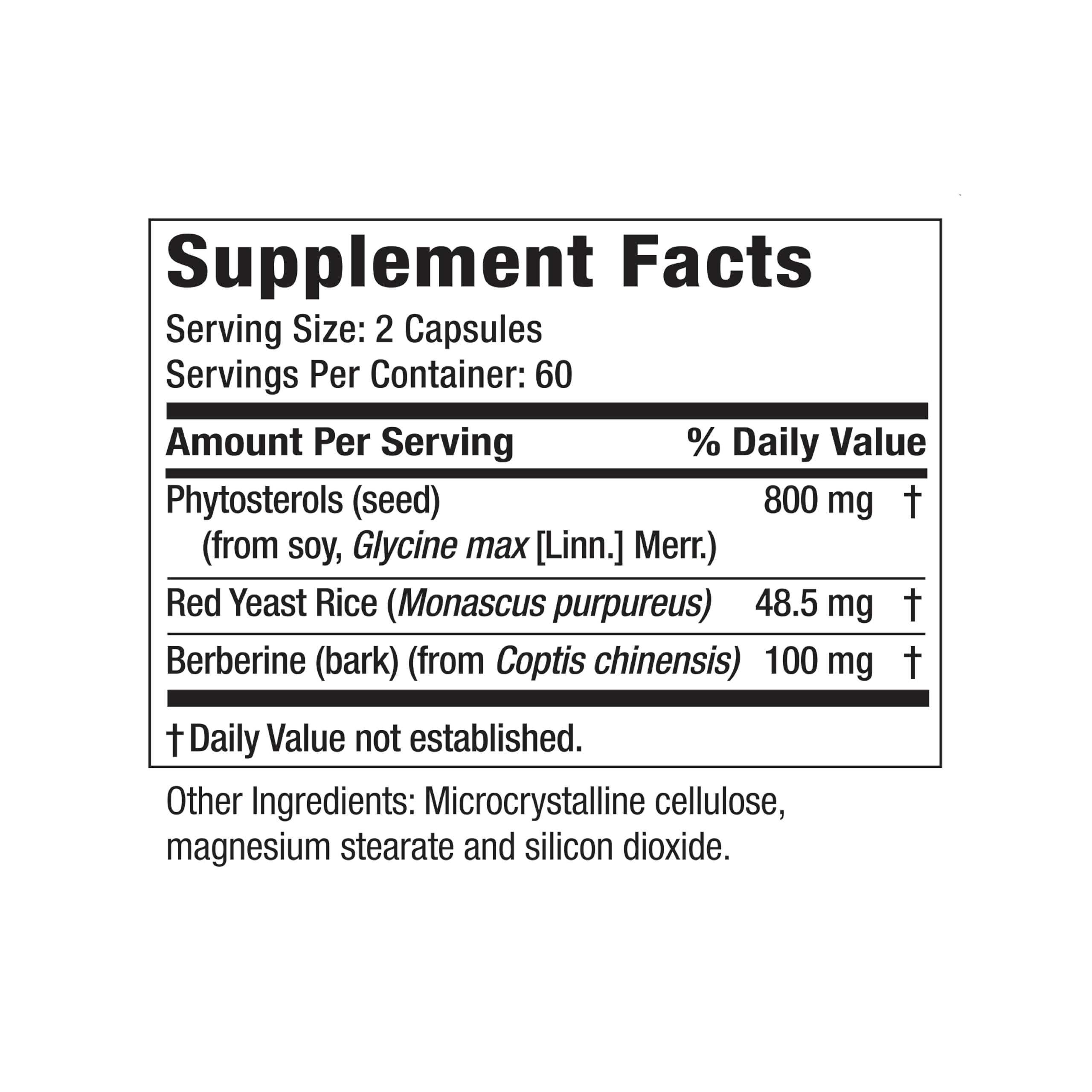 CholestSolve Complete Cholesterol Support Supplement with Plant Sterols 800mg, Red Yeast Rice, Berberine & Phytosterols - Cardiovascular Heart Health Support, Gluten Free, 120 Capsules — Amazon image 4