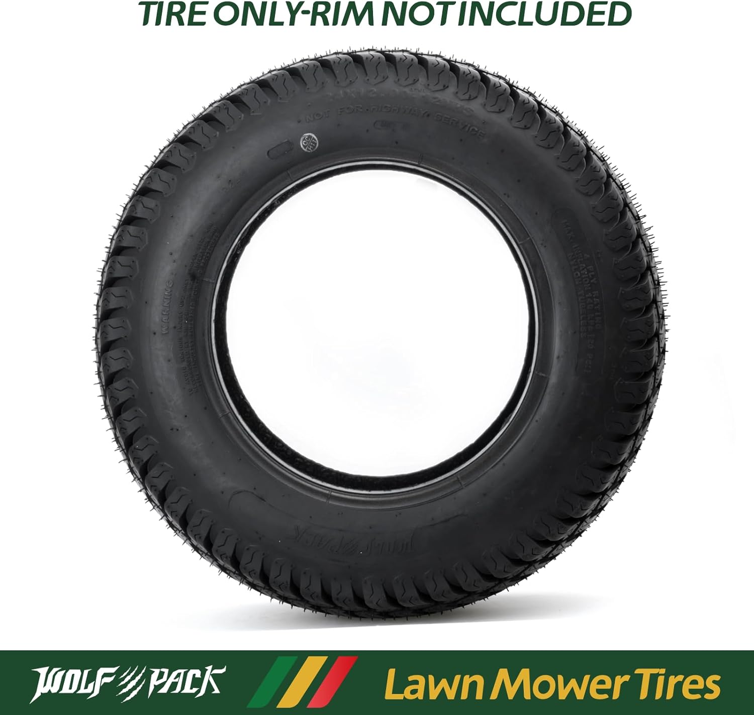 WOLF PACK 24x12-12 Lawn Mower Tire, Turf Saver Lawn & Garden Tire for Craftsman John Deere Dixon Walker Mower, 4 ply Tubeless, 1710lbs Capacity-WP3009