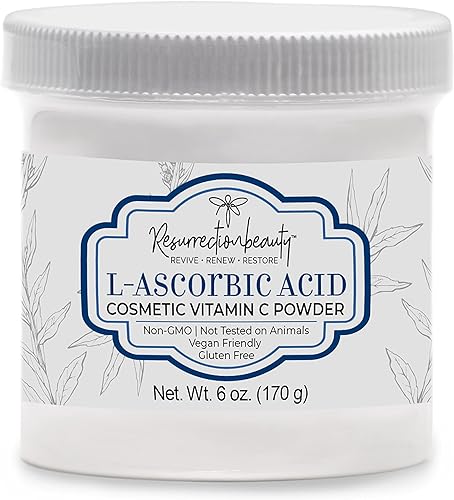 ácido L-ascórbico en polvo vitamina C 6 onzas Tarro Para uso en sueros y formulaciones de cosméticos ácido L-ascórbico en polvo vitamina C 6 onzas Tarro Para uso en sueros y formulaciones de cosméticos