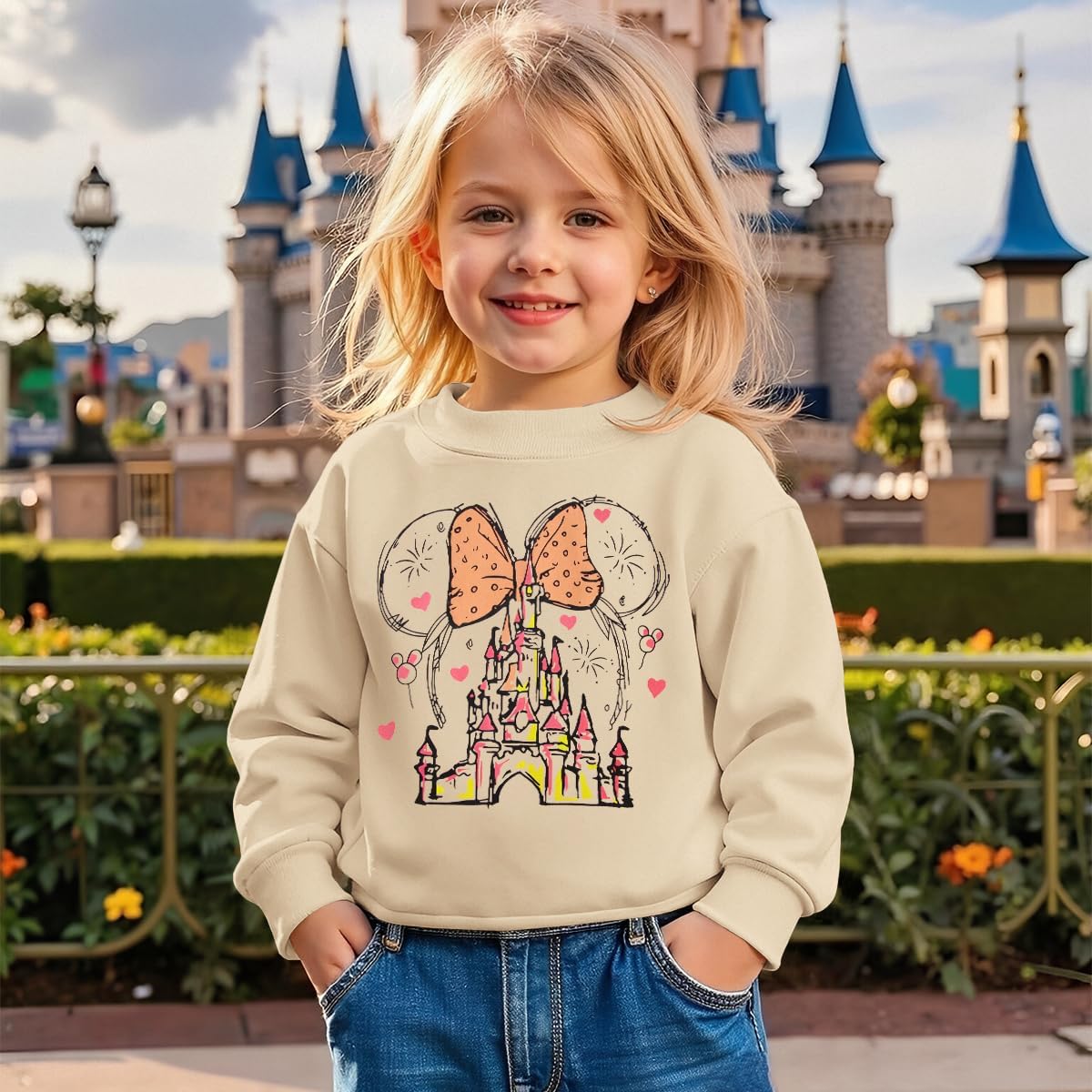 CM C&M WODRO Toddler Baby Girl Magic Kingdom Castle Sweatshirt Fairy Tale Magical Bow Pullover Shirt Kids Fall Winter Outfit - Image 3