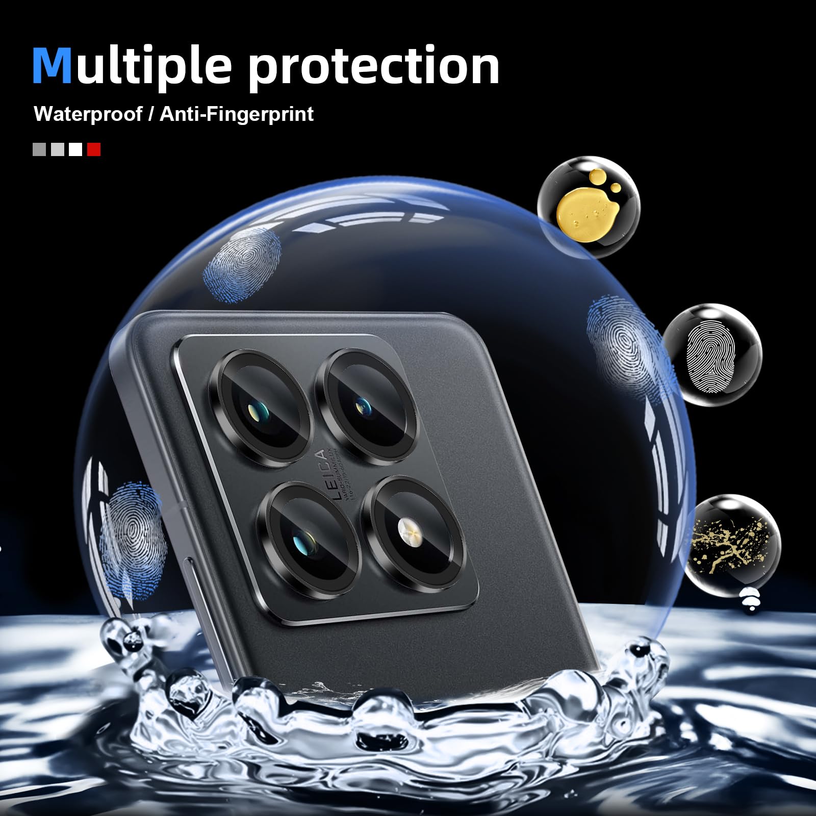Liilaa Pellicola Fotocamera per Xiaomi Mi 14T Pro 5G, Vetro Temperato Protezione Lente, Anti-graffio, Durezza 9H, HD Schermo, 2 Pezzi