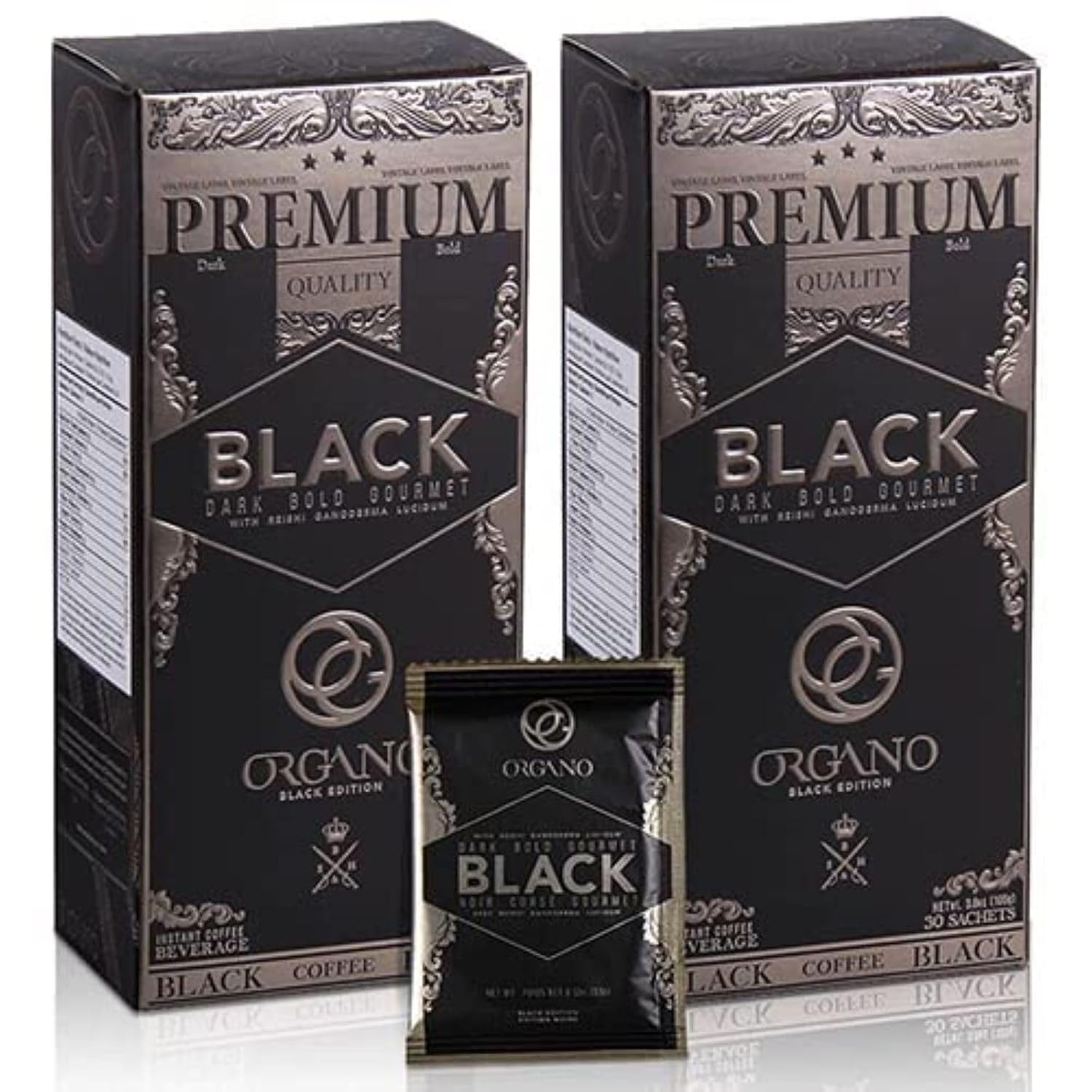 2 Boxes ORGANO Gourmet Black Coffee, 100% Certified Ganoderma Lucidum (60 sachets)