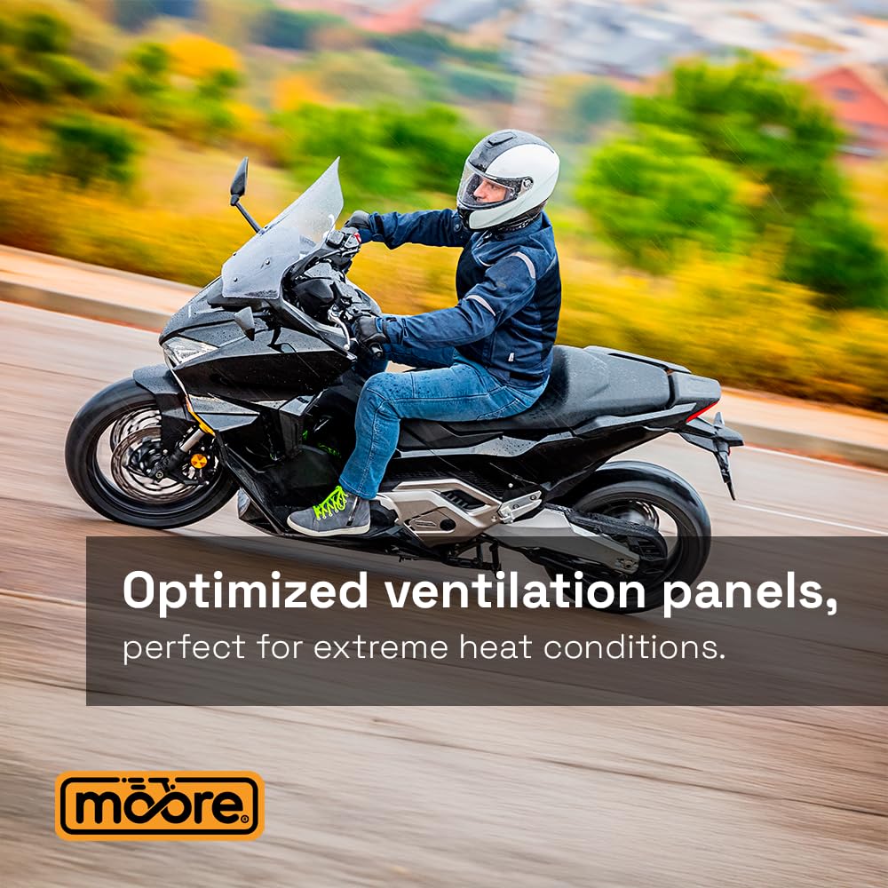 Moore Chaqueta AIR Wear – Azul y Negro, Impermeable, Ventilada, CE EN 17092-4:2020 Nivel A