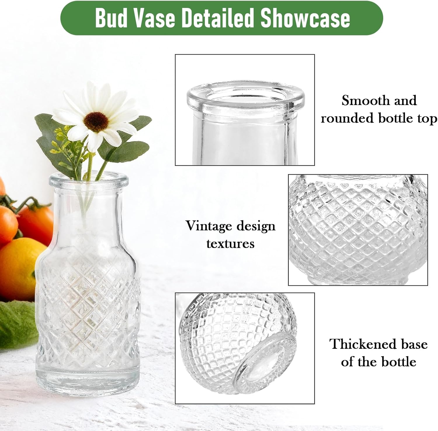 40pcs Bud Vases in Bulk - Clear Glass Bud Vase, Tiny Vases for Flowers, Small Vases for Centerpieces, Mini Vintage Flower Vase for Wedding Table Home Decoration
