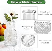 Vista 3 de 40 jarrones a granel – Jarrón de cristal transparente, pequeños jarrones para flores, pequeños jarrones para centros de mesa, mini jarrón de flores