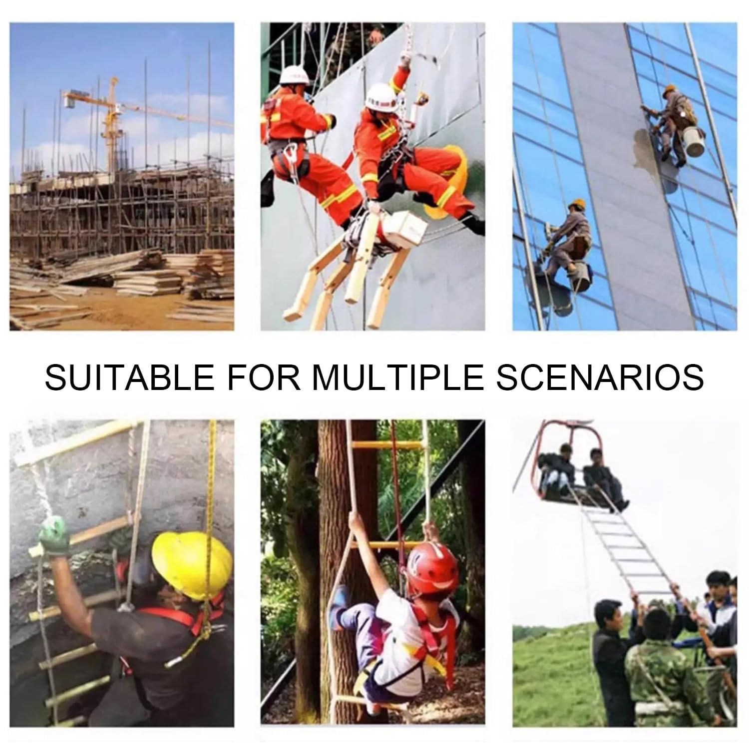 Escalera de emergencia para escape de incendios, cuerda de seguridad de 2 pisos con ganchos para ventanas del segundo piso, portátil y apta para rescatistas para uso doméstico u oficina