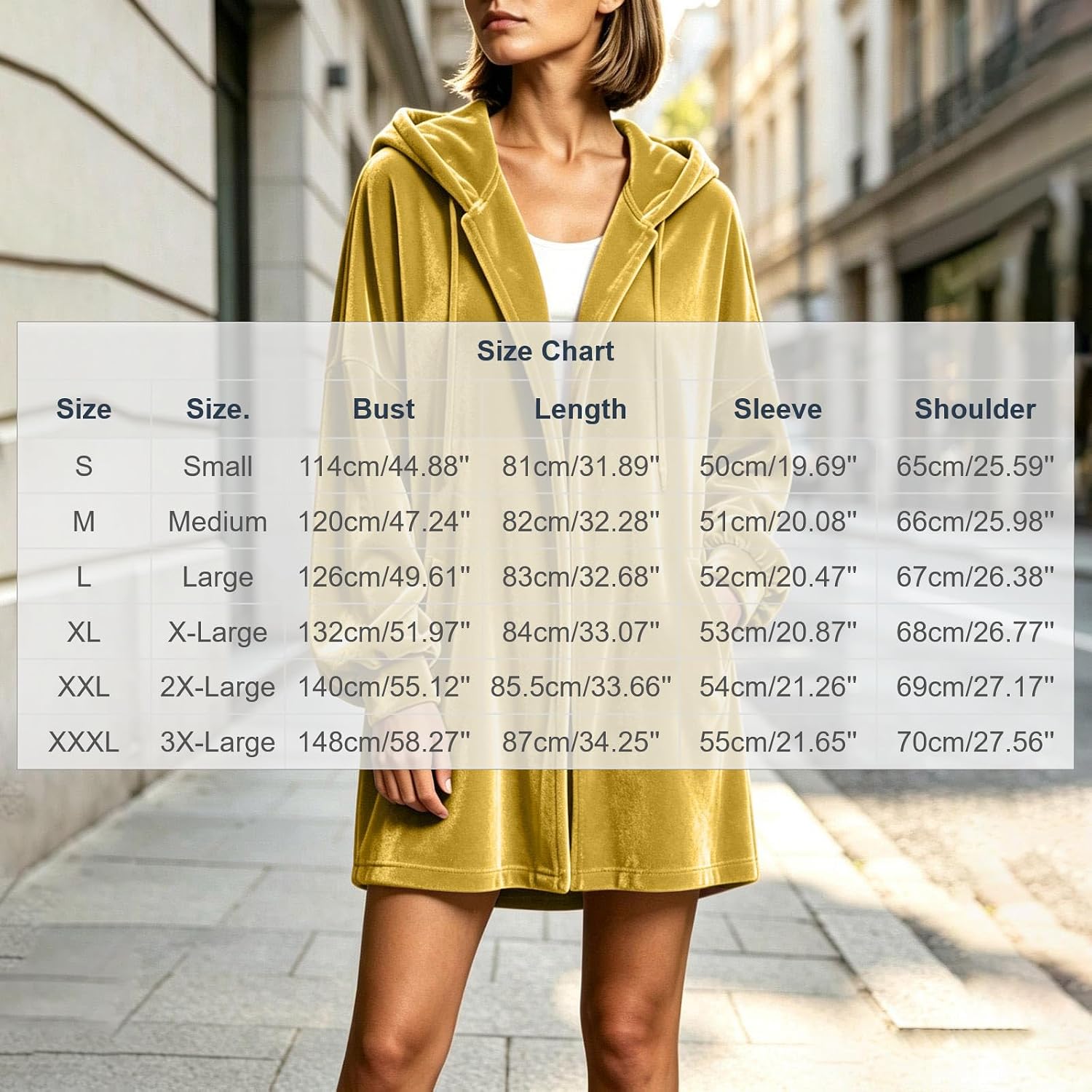 Women's Velvet Hooded Cardigan Long Sleeve Casual Longline Jacket