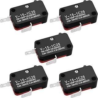 EMSea 5pcs V-15-1C25 Micro Limit Switch 2 pin Instantaneous Button Switch SPDT Quick Action Microswitch Suitable for Electrical and Electronic Equipment