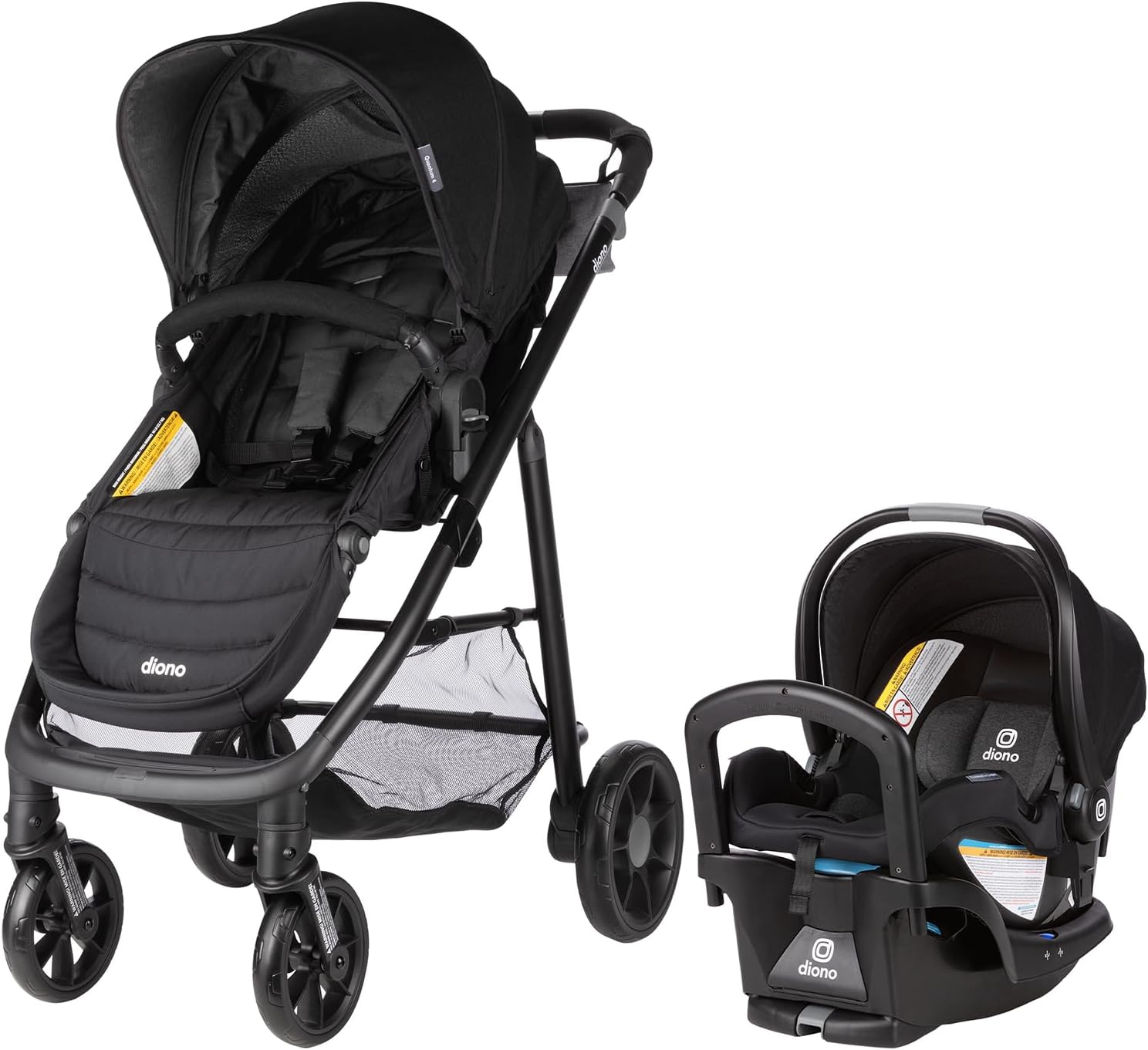 Quantum 4 3-in-1 Travel System with LiteClik 30 R SafePlus Infant Car Seat and Base, Rear-Facing for Infants 4-30lbs, Includes Infant Car Seat Folding Stroller and Toddler Seat (Black Jet)