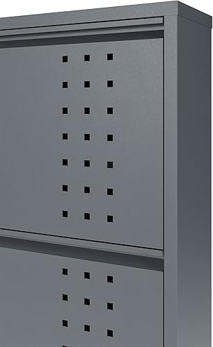 Vista 133 de Gabinete de zapatos de metal de 5 niveles con tapa, organizador de almacenamiento de zapatos duradero para entrada, armario de estante de zapatos