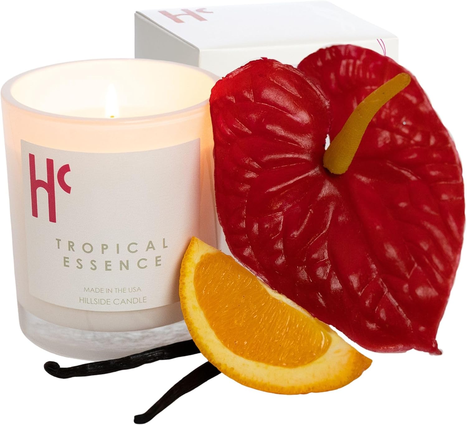 Tropical Essence Single Wick Soy Candles, Luxury Scented Candles for Home - Up to 60 Hour Burn Time, Cruelty-Free Soy Wax Blend - Floral Fragrance, Notes of Coconut & Citrus (9 oz)