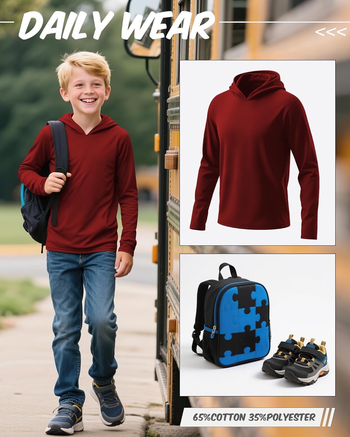 3 Pack Boys Long Sleeve Hoodies Kids Comfy Active Athletic Workout Sweatshirts Casual Pullover Shirts (Ages 6-18) - Image 3