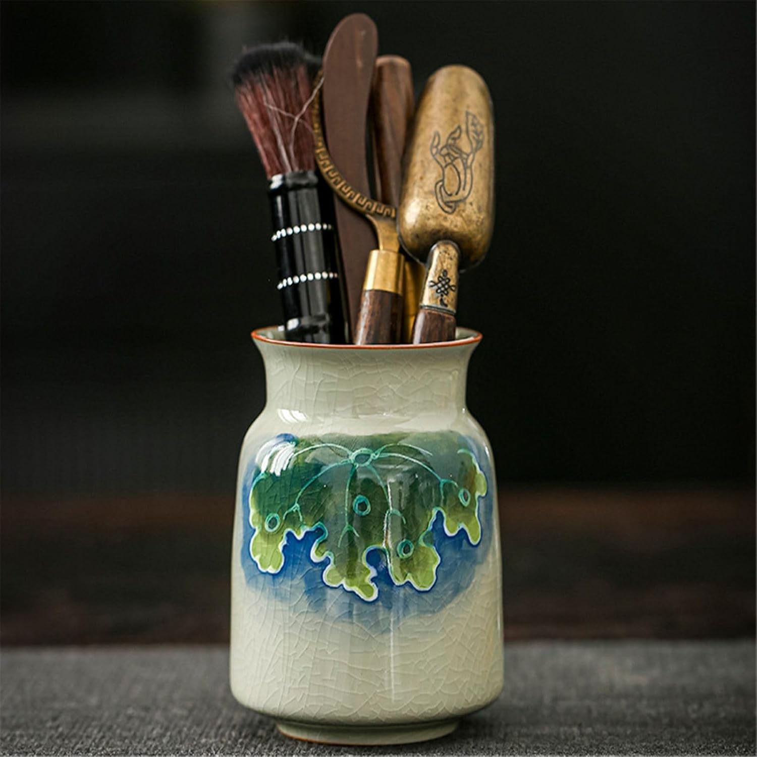 Hand-painted tea ceremony black sandalwood tea set tea ceremony accessories household tea clip tea knife making tea-Color3