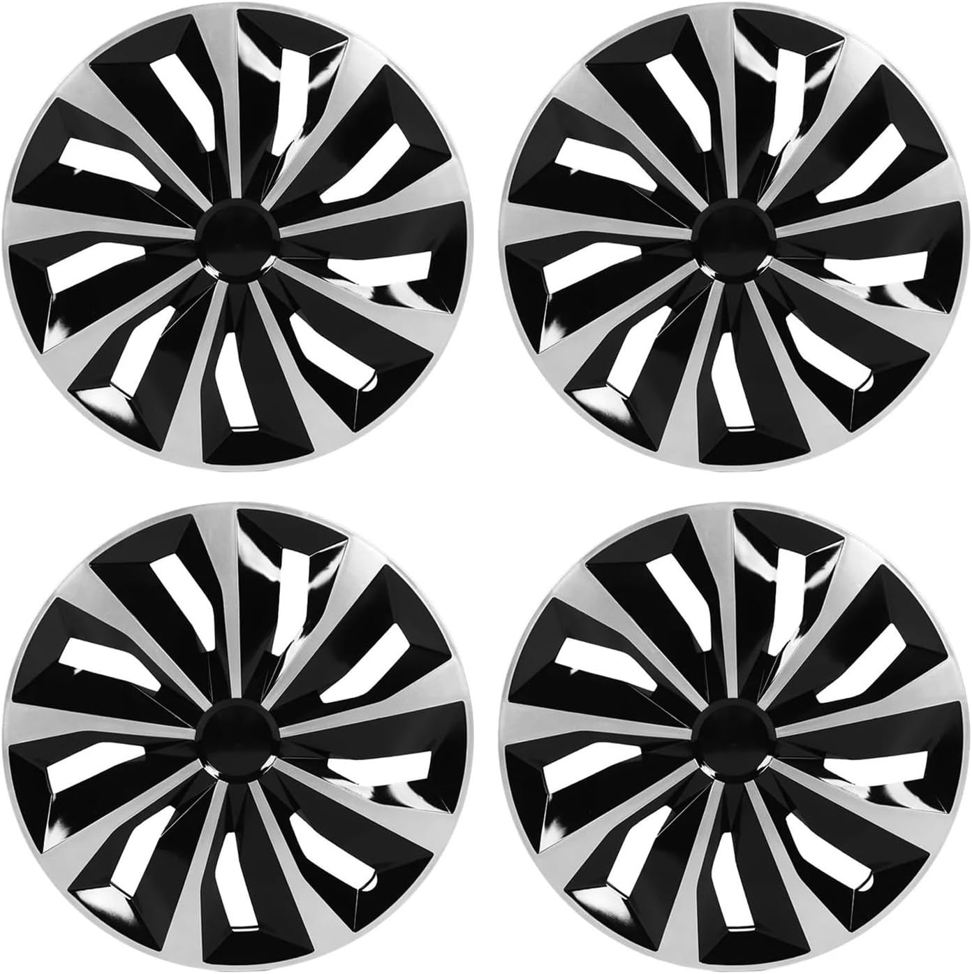 4pcs Hubcap Universal 14 Inch Hubcap Wheel Covers Compatible with Volkswagen Golf and Most Cars Black and Silver
