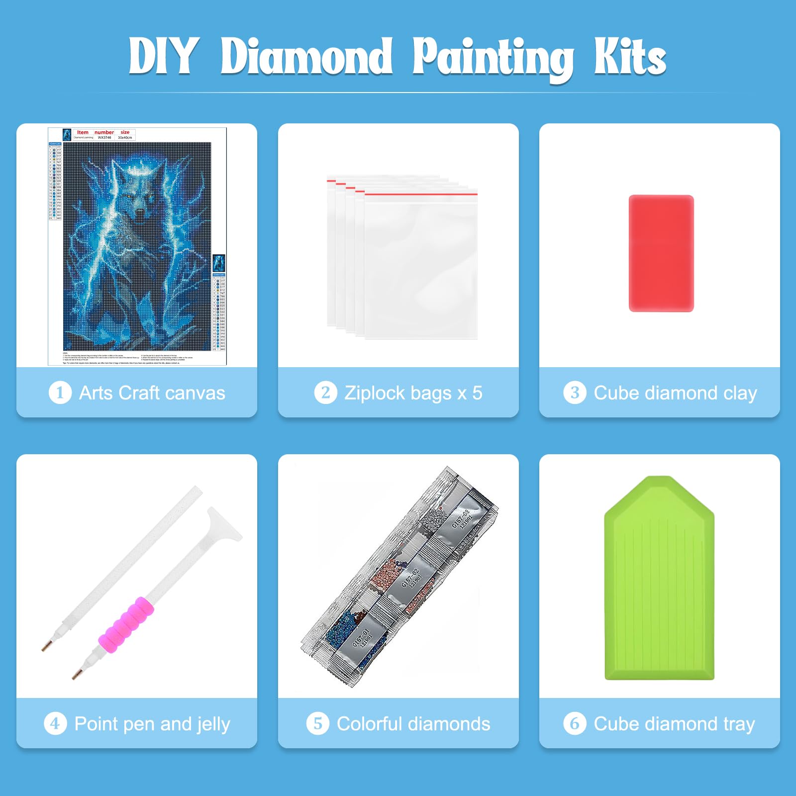 NAIMOER 4 stuks diamantschilderijkits voor volwassenen, volledige boor ronde schattige dieren diamant schilderij kits, doe-het-zelf 5D Diamond Dots Koe Panda Diamond Art Kits voor woondecoratie