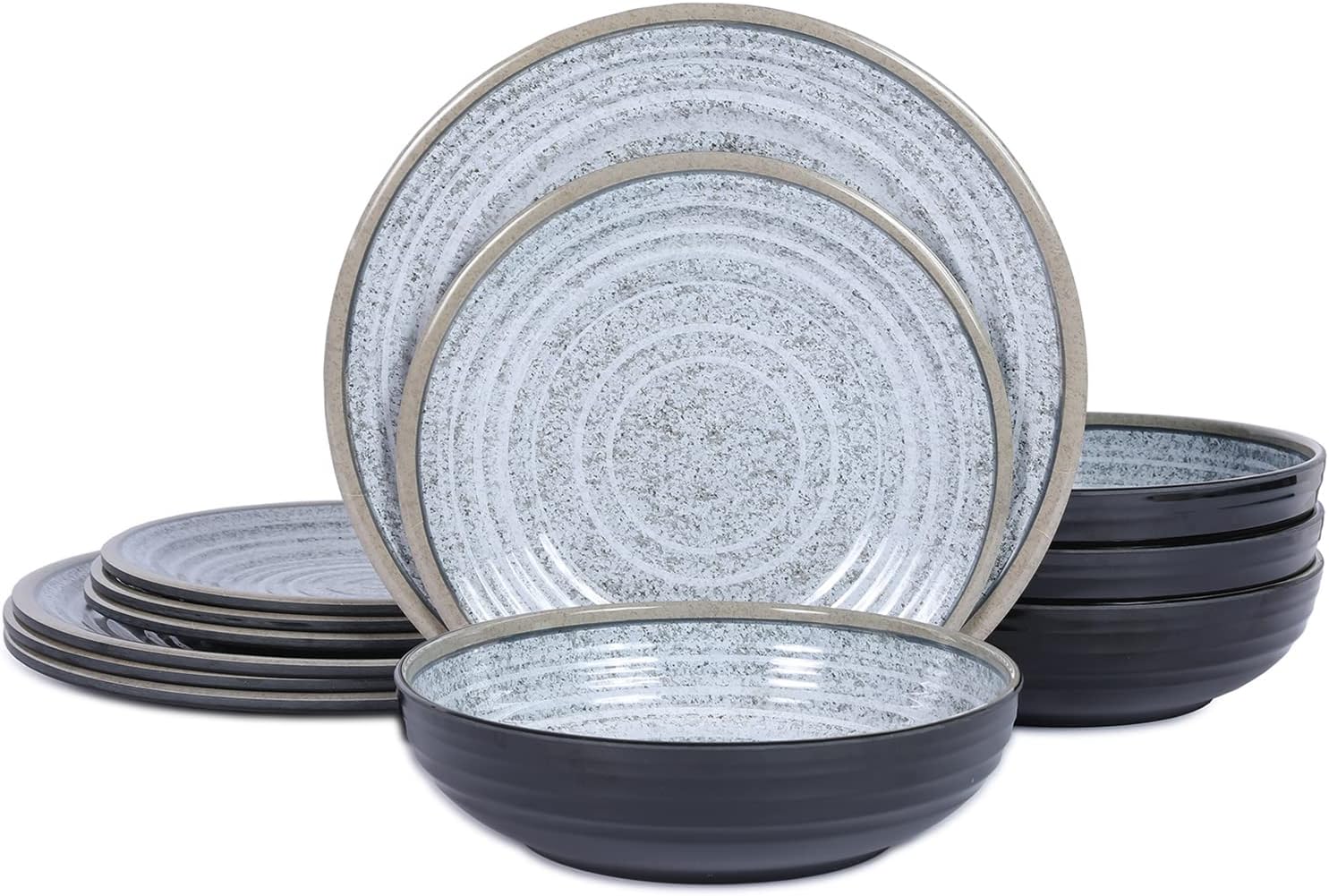 Gianna's Home 12 Piece Modern Melamine Heavyweight Plastic