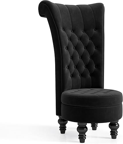 Miniatura 1 de Mu Silla de respaldo alto de terciopelo holandés, muebles de sala de estar, asiento de acento real, sillas de trono, estilo simplemente elegante
