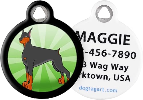 Dog Tag Art Doberman Pinscher - Etiqueta de identificación personalizada de mascotas para perros, talla L