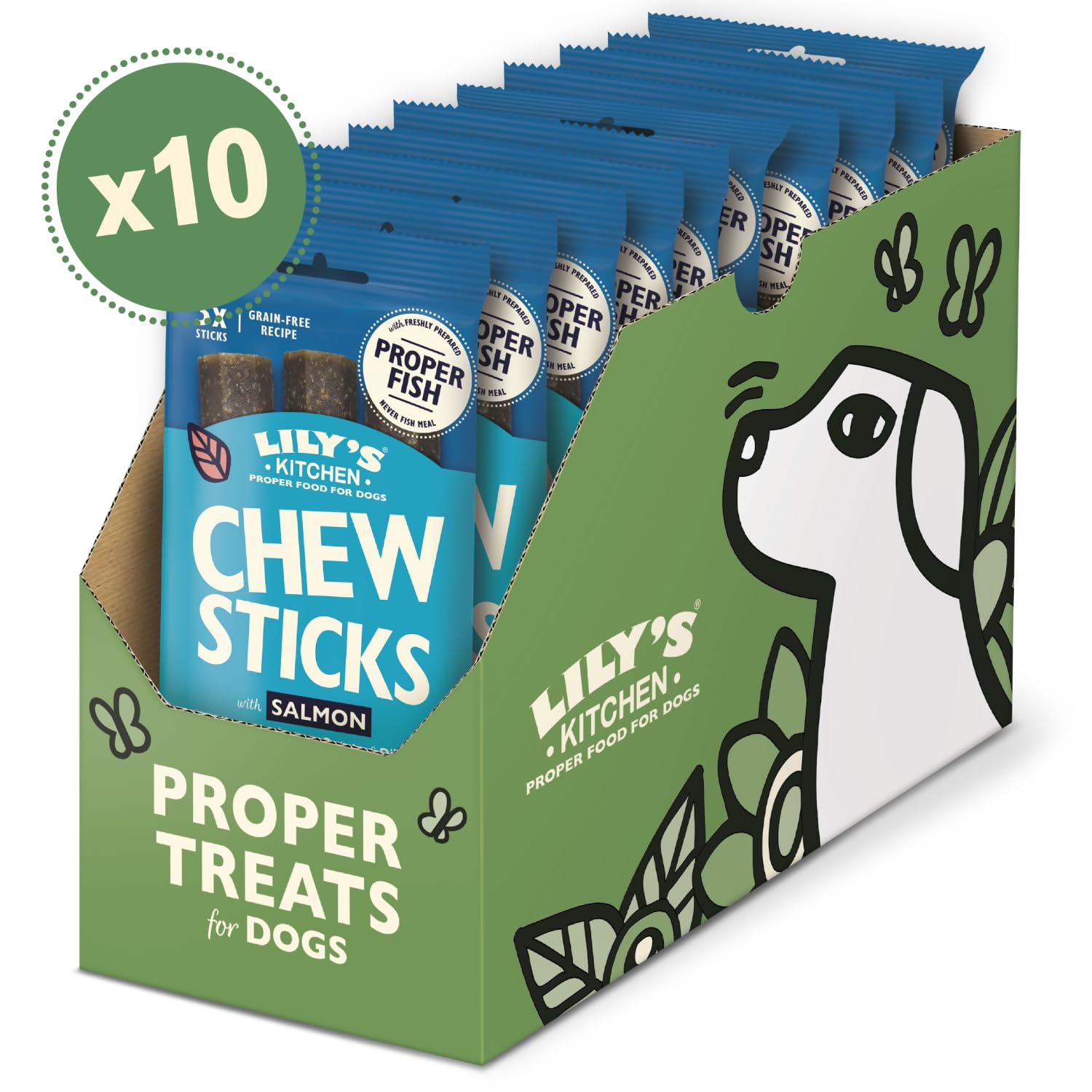 Lily's Kitchen Bâtonnets à mâcher à base d'ingrédients naturels, friandise au saumon pour chiens 120 g
