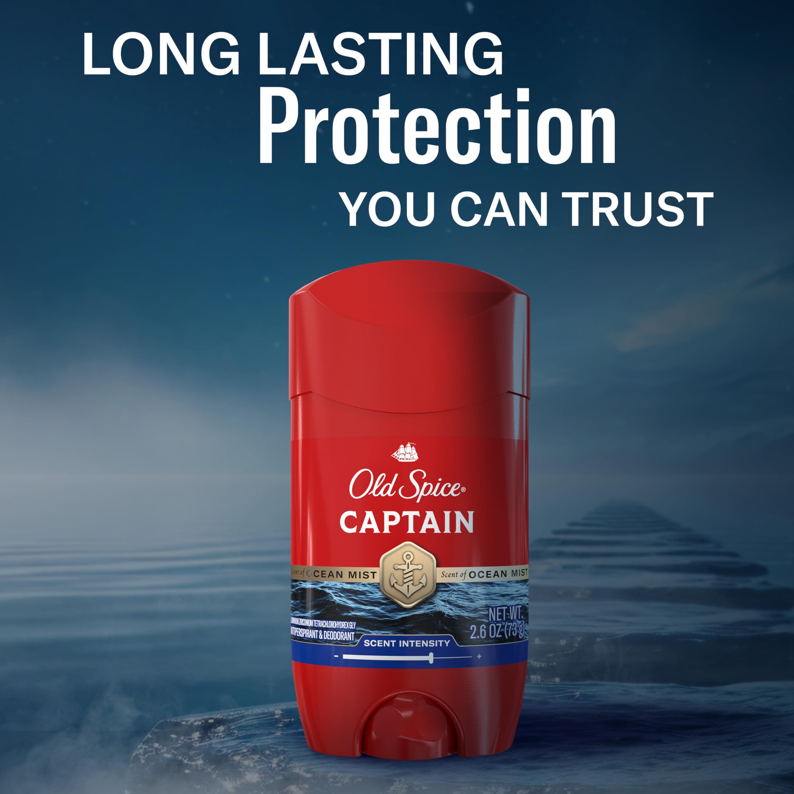 Old Spice - Desodorante antitranspirante para hombre, capitán, 48 horas, protección contra olores, 2,6 oz (juego de 6)