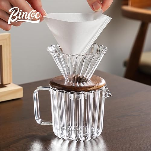 Miniatura 3 de Bincoo Juego de cafetera para verter sobre jarra de vidrio de color degradado, 20 onzas, kit de cafetera de vidrio de borosilicato con filtro de