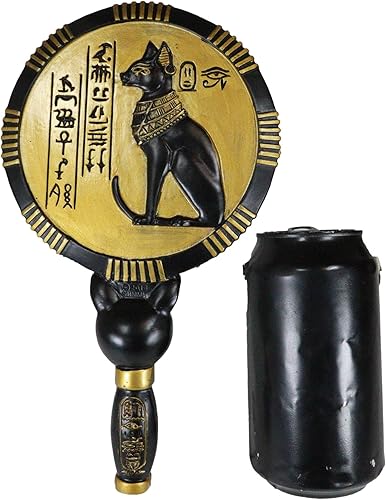 Miniatura 6 de Ebros Gift Antiguo Egipto Negro y Oro Clásico Diosa Bastet Gato con Jeroglíficos Espejo de Mano Figurita 9.25" H New Age Mysticism with Gods of