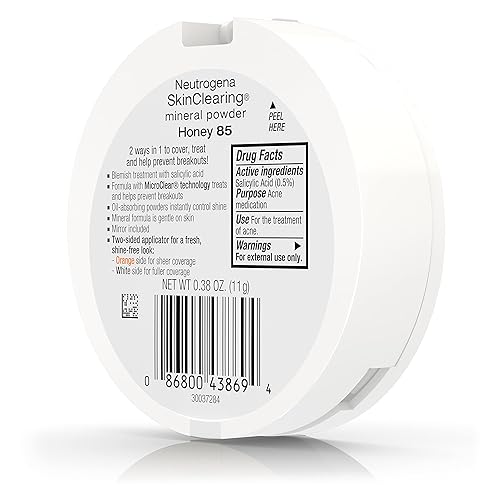 Miniatura 14 de Neutrogena SkinClearing - Polvo prensado mineral para ocultar el acné, compacto, sin brillo y absorbente de aceite, con ácido salicílico para
