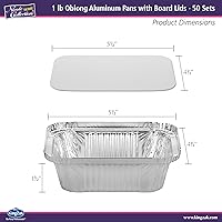 Vista 3 de Nicole Home Collection Sartenes de aluminio con tapas, 50 unidades, sartenes oblongas de 1 libra (5 x 4 pulgadas), recipientes para llevar