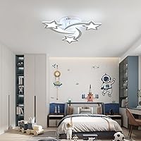 Vista 3 de Goeco Lámpara de techo Kidsroom, 3 modos de luz (3000 K/4500 K/6000 K) acrílico blanco cerca del techo, lámpara de techo de dibujos animados