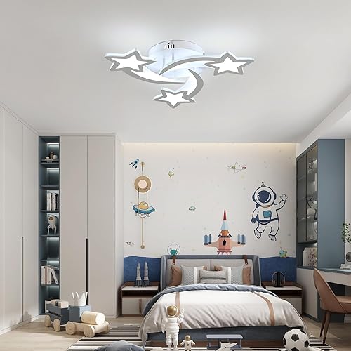 Miniatura 3 de Goeco Lámpara de techo moderna, 3 modos de luz (3000 K4500 K6000 K) acrílico blanco cerca del techo, lámpara de techo de dibujos animados de