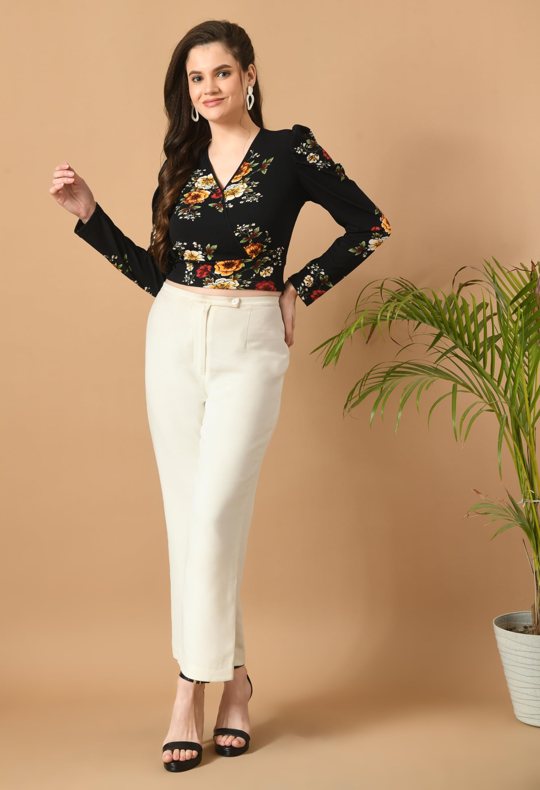 IUGA Women Floral Printed Crop Tops (162_Floral Print_L) 3