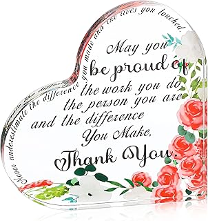 Graduation Gift Thank You Gift Leaving Gifts for Colleagues Best Friend Birthday Gifts for Women Teachers Heart Shaped Acrylic Plaque Retirement Gifts for Colleagues Employee Friends Graduation Party