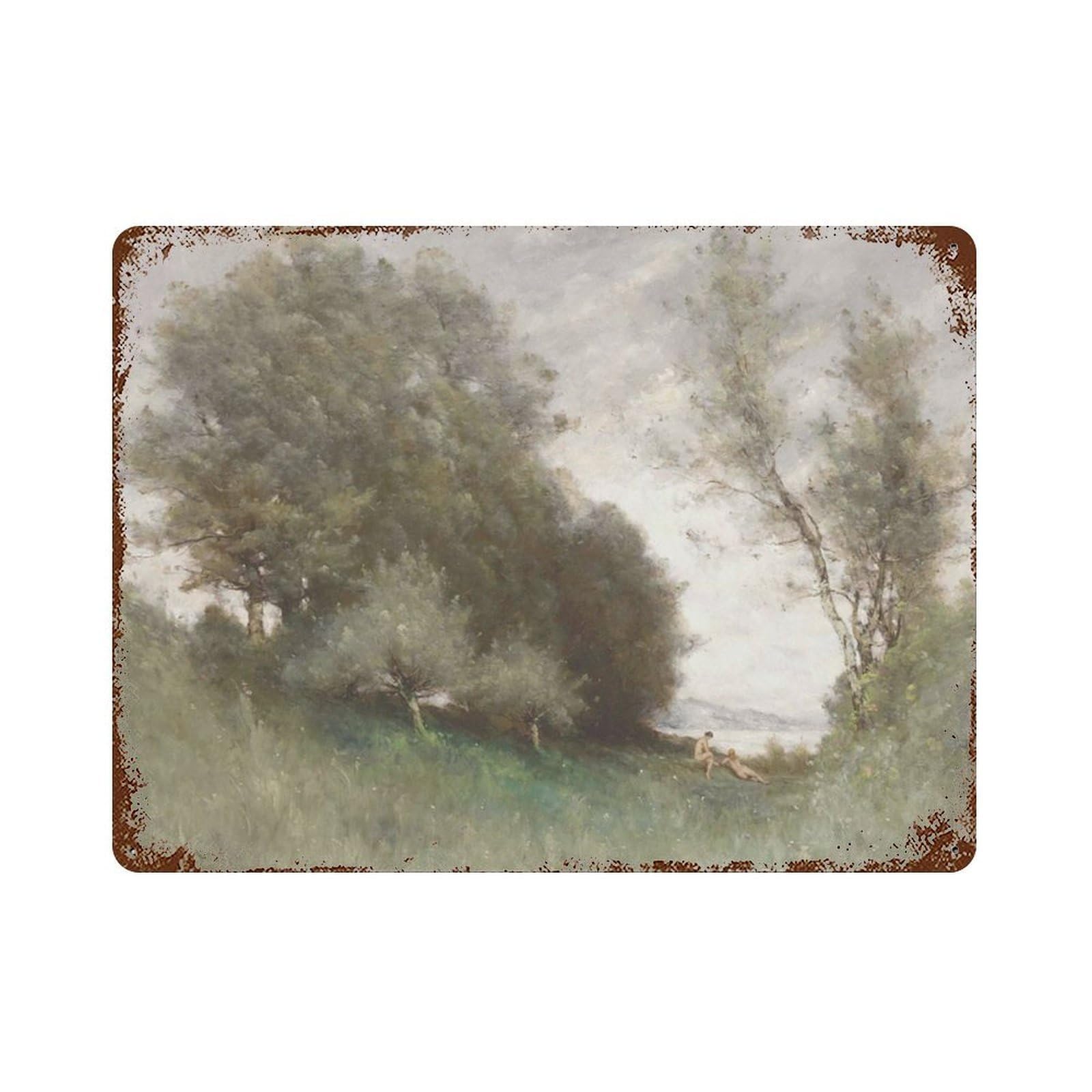 xiaoxiaoshen Country Oil Painting, Vintage Landscape, Moody Farmhouse Wall Decor Art Metal Tin Poster Modern Home Decor Art Home Bar Shop Decorations Vintage Sign 30x40cm