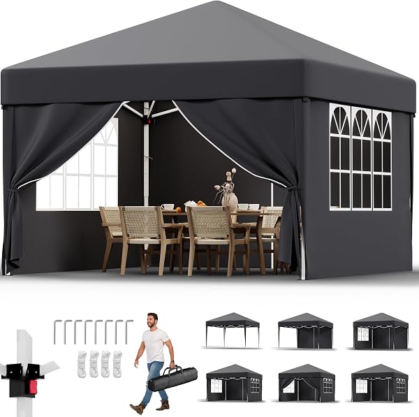 GOPLUS Tonnelle Tente de Jardin avec Fenêtres