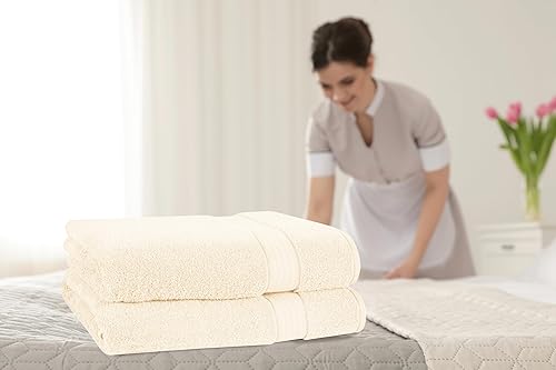 Miniatura 3 de GLAMBURG Juego de 2 toallas de baño extra grandes de algodón de alta calidad de 700 GSM, 100% algodón peinado, 2 toallas de baño de 35 x 70