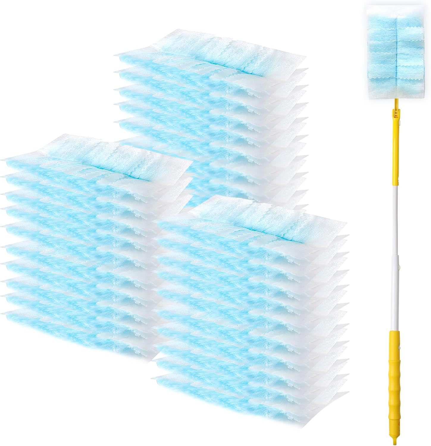 60 Count Electrostatic Duster Refills Compatible with Swiffer Duster,Multi-Surface Dusting Refills,Microfibre Dusters for Cleaning with 1Pcs Short Handle,Unscented