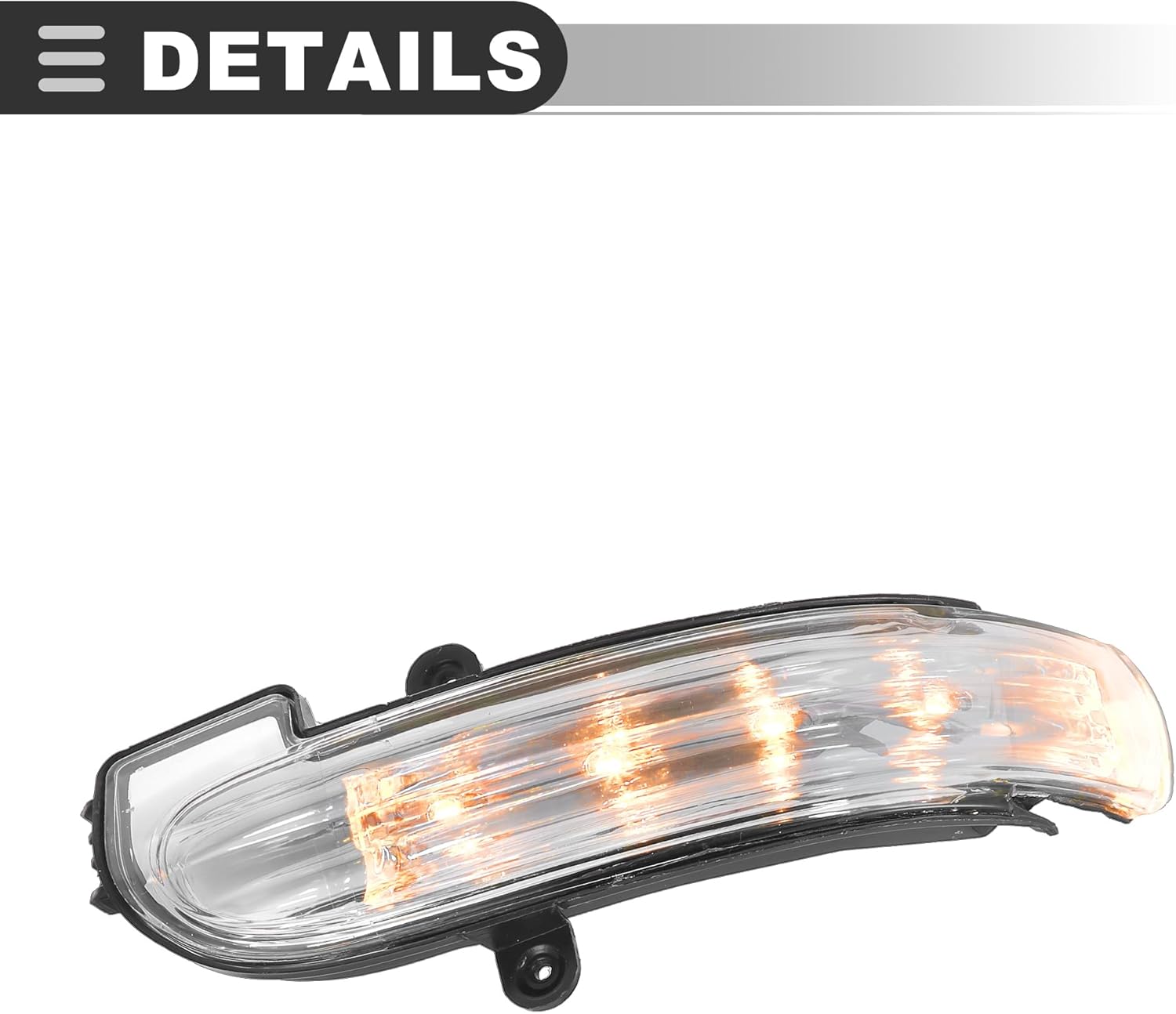 Motoforti Mirror Turn Signal Light, for Mercedes-Benz C230 2005-2007, Plastic, A2038201621, Black Clear,