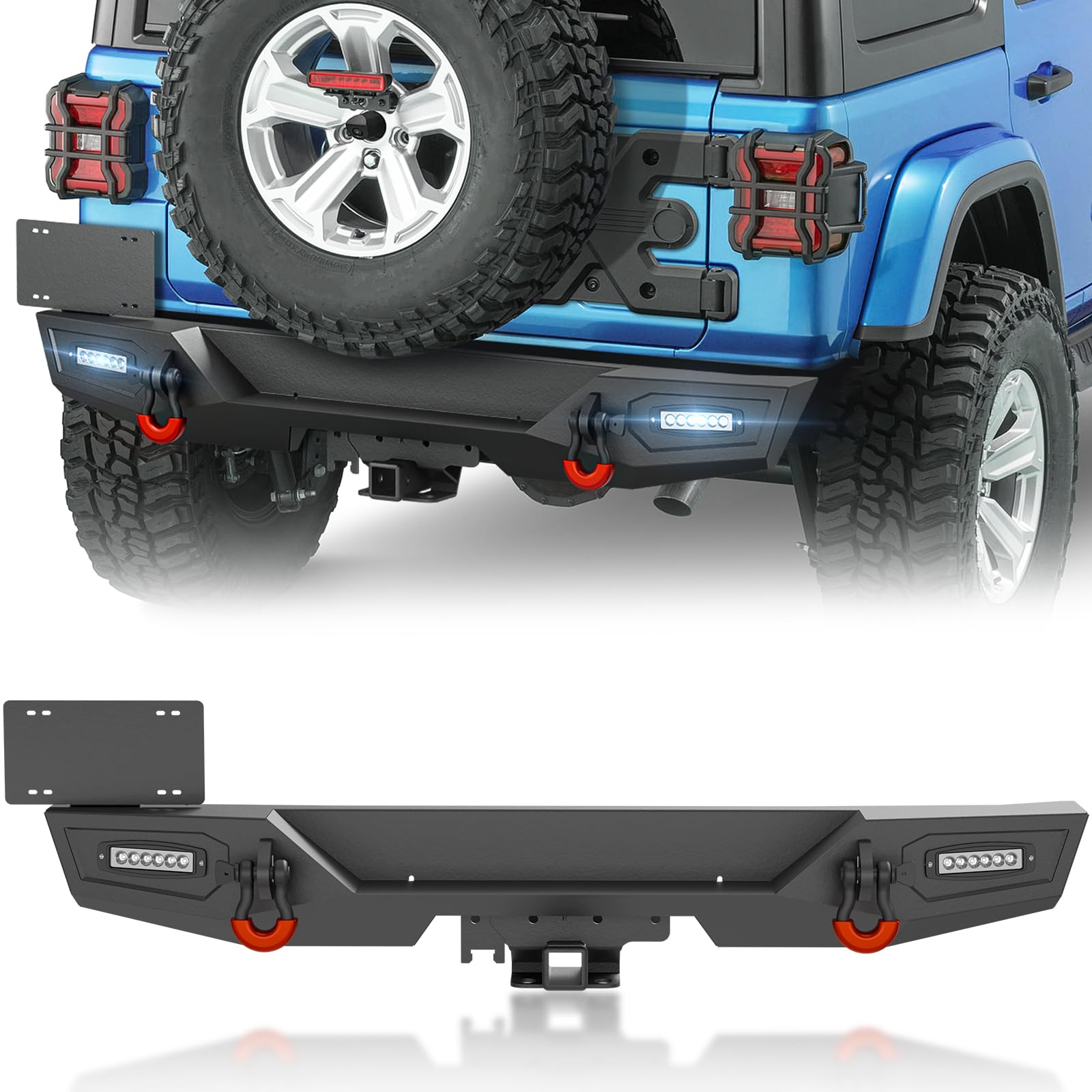Jeep Wrangler JL 2018-2026 Aluminum Rear Bumper with Hitch - HR – Hooke Road 4x4